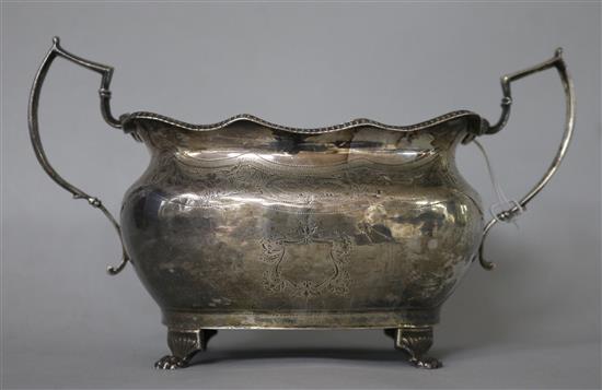 A George III Irish silver two handled sugar bowl by Richard Sawyer, 8.5 oz.